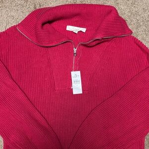 LOFT Women's Vibrant Pink Cowl Neck Sweater
